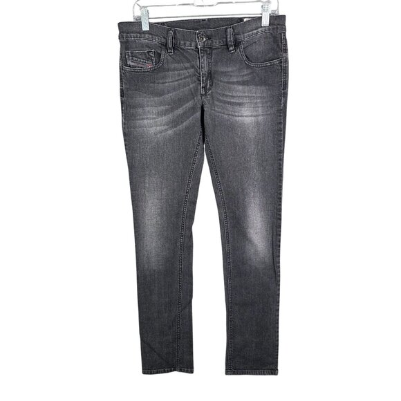 Womens Y2K Diesel Black Denim Jeans Livy Slim Biker Italian Mid Rise Size 30x32